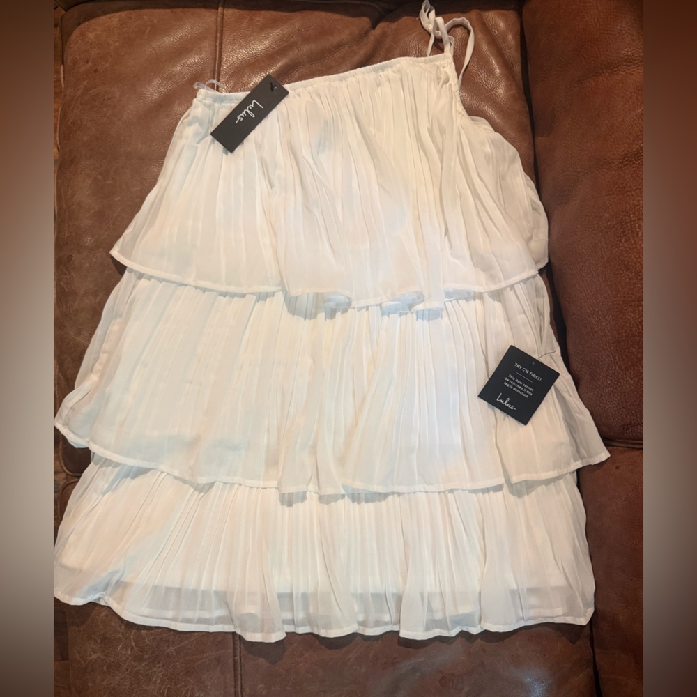 Lulus White Pleated Dress